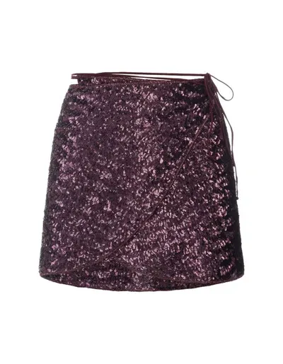 Oseree Oséree Embellished Asymmetric Mini Skirt In Purple