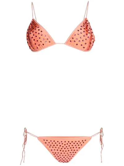 Oseree Gem Crystal-embellished Bikini In Pink