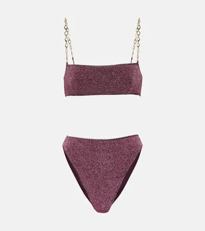 Oseree Oséree Lumière O-chain Lamé Bikini In Purple