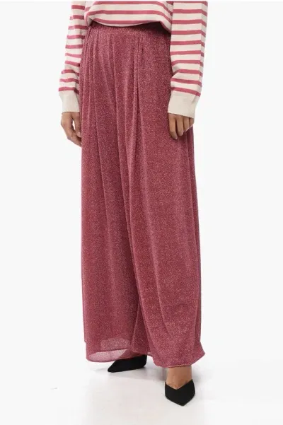 Oseree Lurex Lumiere Palazzo Pants In Pink