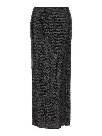 Oseree Paillettes Long Skirt In Black