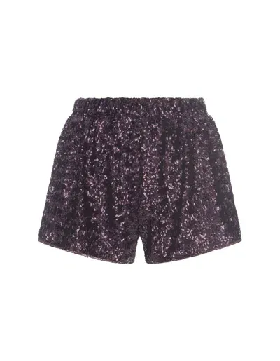 Oseree Purple Sequins Shorts