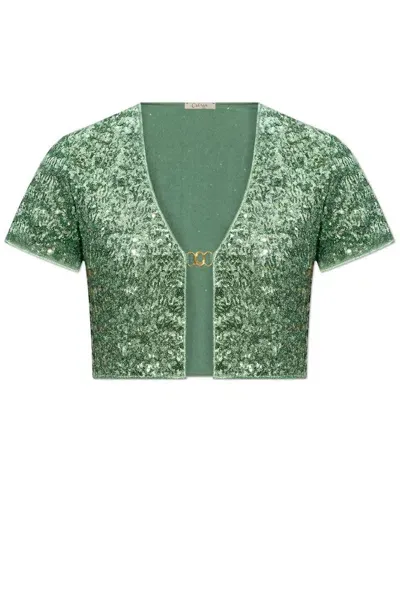 Oseree Oséree Sequin Embellished Cropped Cardigan In Green