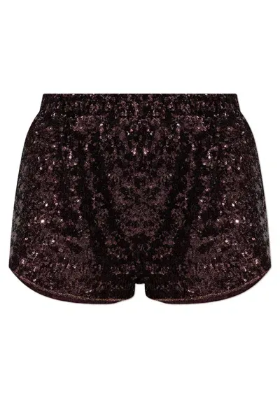 Oseree Oséree Sequinned Elastic Waistband Shorts In Purple