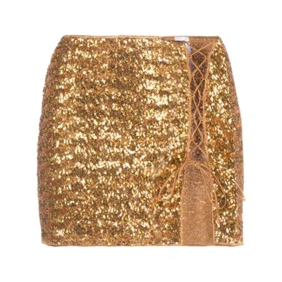 Oseree Sequin-embellished Miniskirt In Gold