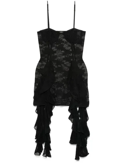 Oseree Volante Mini Dress In Black