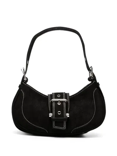 Osoi Calf Leather Hobo Brocle Shoulder Bag In Black