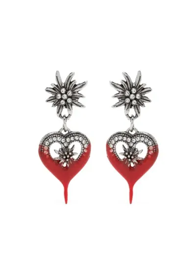 Ottolinger Dipped Flower Heart Earrings In Rot