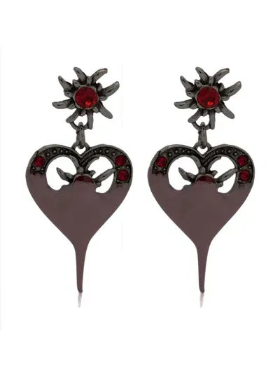 Ottolinger Dipped Heart Earrings In Purple