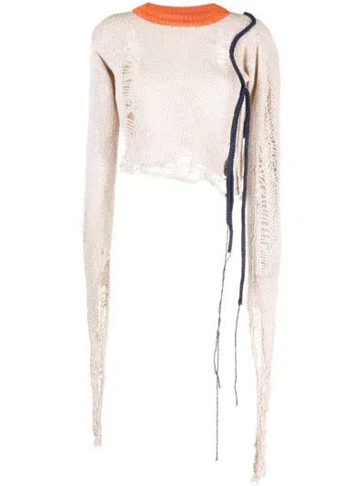 Ottolinger Distressed-finish Cropped Jumper In Neutrals