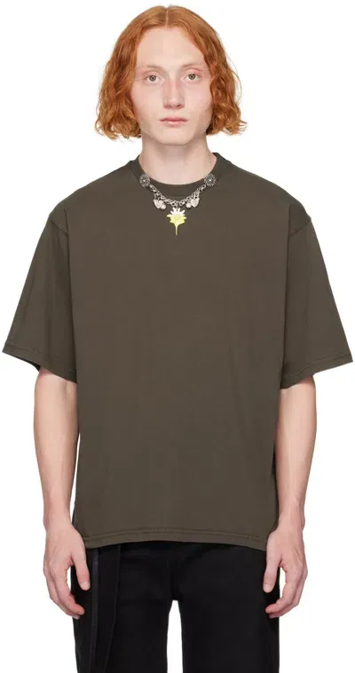 Ottolinger Khaki Charm T-shirt In Dark Brown Wash