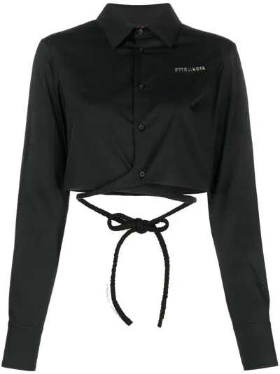 Ottolinger Logo-lettering Cropped Shirt In Black