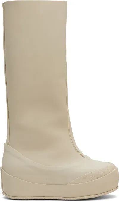 Ottolinger Off-white Rubber Tall Boots In Ecru