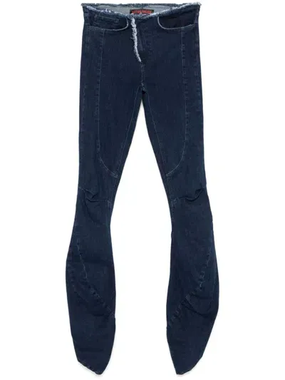 Ottolinger Raw-edge Draped Jeans In Blue