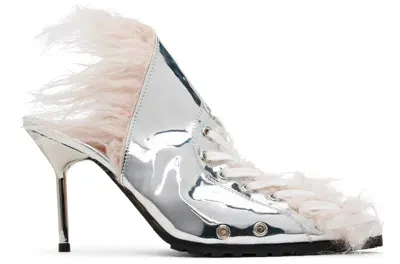 Ottolinger Silver Heel Mules In Silver/rose