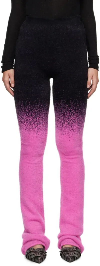 Ottolinger Ssense Exclusive Black & Pink Knit Exaggerated Lounge Pants In Pink Fade