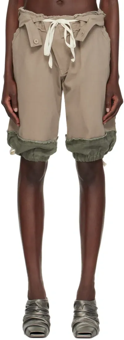 Ottolinger Taupe Drawstring Cargo Shorts In Olive Grey