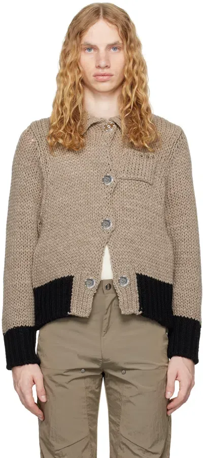 Ouat Taupe Meta Knit Cardigan In Oats