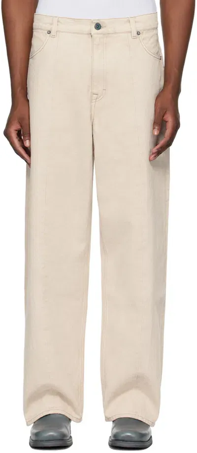 Our Legacy Beige Fatigue Cut Jeans In Ghost Attic Wash Den