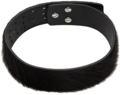 Our Legacy Black 3 Cm Hair Hide Choker In Black Hair On Hide