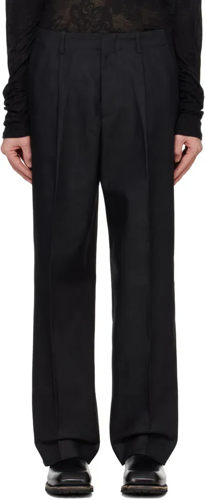 Our Legacy Black Borrowed Chino Trousers In Draping Black Canvas