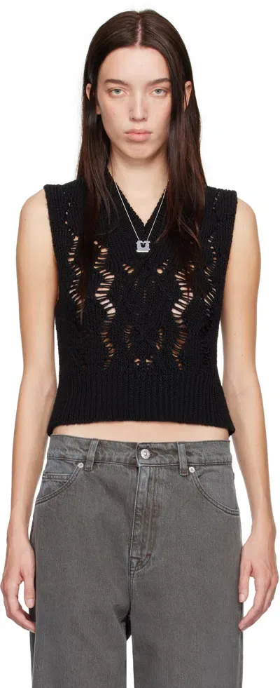 Our Legacy Michigan Cropped Open-knit Wool Tank In Black