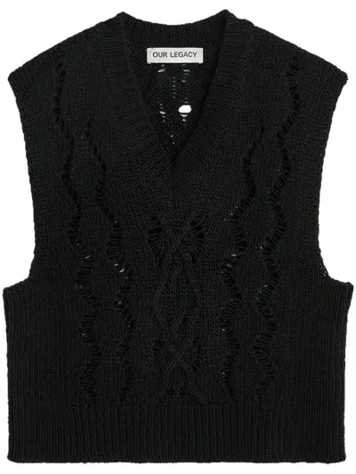 Our Legacy Cable Michigan Tank Clothing In Black Fisherman Wool