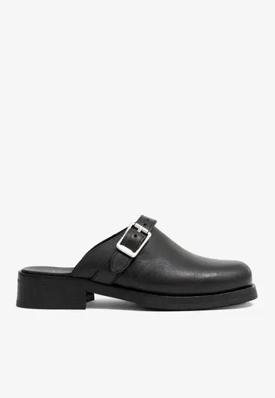 Our Legacy Camion Leather Flat Mules In Black