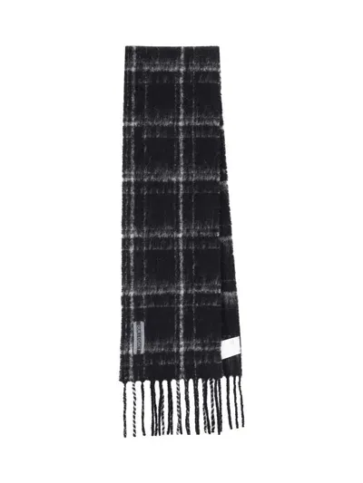 Our Legacy Estate Check Scarf In Black Fuzzy Alpaca Check