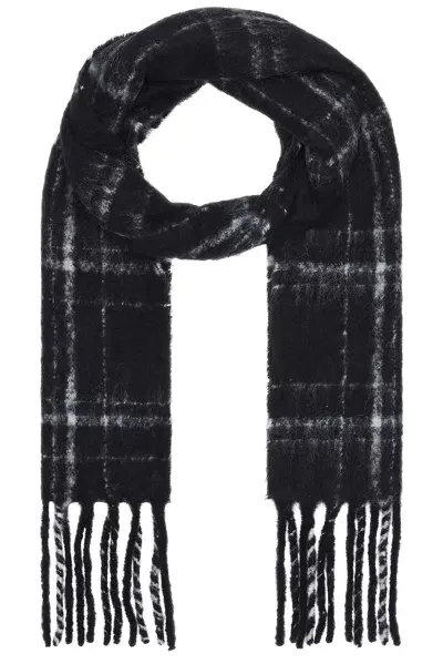 Our Legacy Estate Scarf In Black Fuzzy Alpaca Check