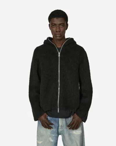 Our Legacy Full Zip Hoodie In Black Hairy Wool