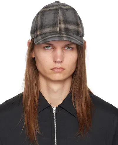 Our Legacy Gray Ball Cap In Oyster Check