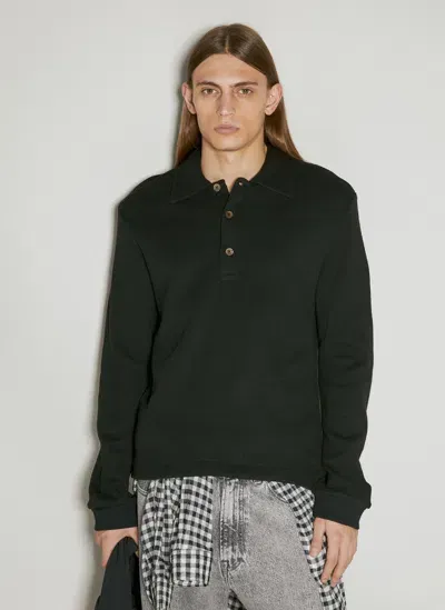 Our Legacy Ile Piquet Polo Sweater In Black