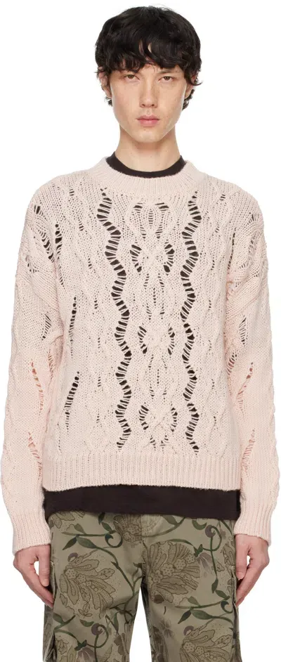 Our Legacy Pink Cable Sonar Roundneck Sweater In Delicate Pink Fisher