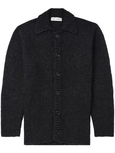 Our Legacy Polo-collar Ribbed Cardigan In Black