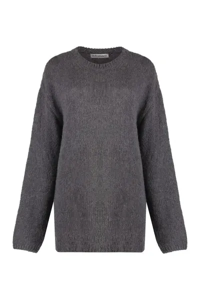 Our Legacy Popover Wool-blend Crew-neck Sweater In Grey