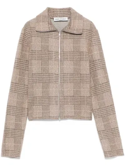 Our Legacy Houndstooth Checked Jacquard-knit Jacket In Neutrals