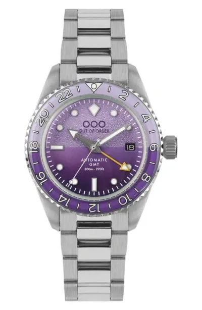 Out Of Order Shaker Automatic Gmt Ultra Brushed Bracelet Watch, 40mm In Dark Violet