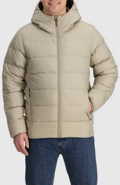 Outdoor Research Coldfront 700 Fill Power Down Insulated Hooded Ripstop Packable Puffer Jacket In Pro Khaki