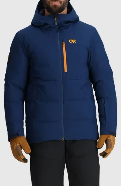 Outdoor Research Snowcrew 700 Fill Power Down Hooded Jacket In Cenote