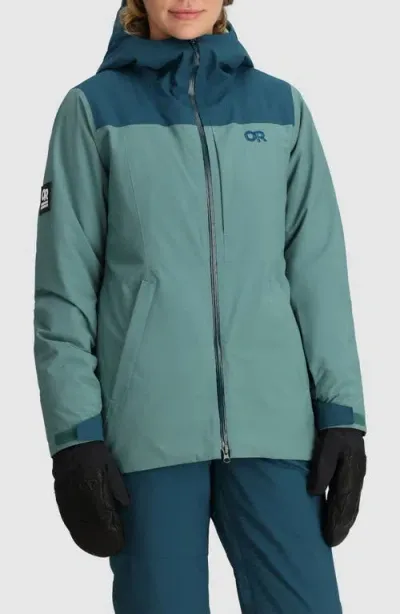 Outdoor Research Snowcrew Waterproof Hooded Ski Jacket In Neptune/harbor