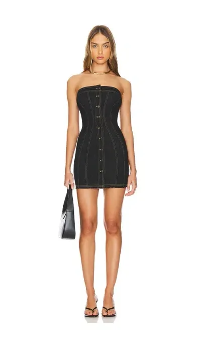 Ow Collection Dana Mini Dress In Dark Wash