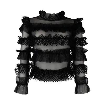 Ow Collection Women's Gracie Ruffle Blouse - Black