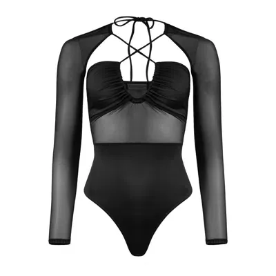 Ow Collection Women's Margot Mesh Bodysuit - Black