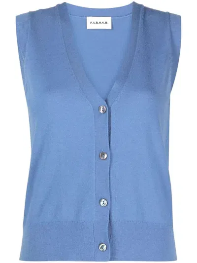 P.a.r.o.s.h V-neck Fine-knit Vest In Azzurro