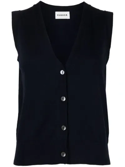 P.a.r.o.s.h . V-neck Fine-knit Vest In Blue