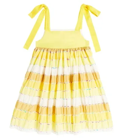 Paade Mode Kids' Striped Cotton Dress In Yellow