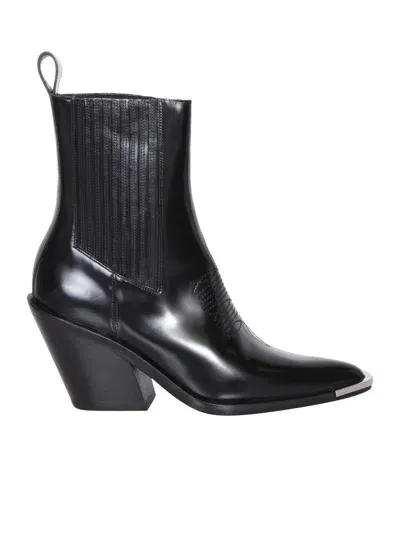 Rabanne Santiag 90 Black Leather Ankle Boots