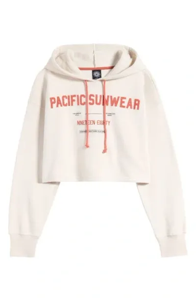 Pacsun 1980 Boxy Crop Hoodie In White Sand