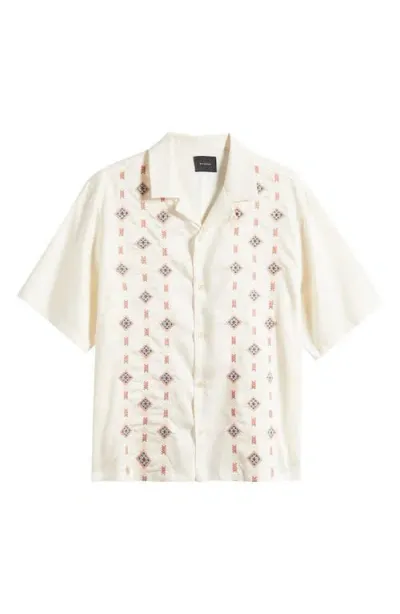 Pacsun Archie Embroidered Tencel® Lyocell Camp Shirt In Cream